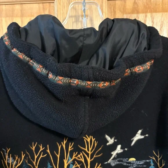 Cabela's Cabin Embroidered Zip-Up Hooded Fleece Jacket Nature Geese Women’s S Sm - Picture 4 of 7